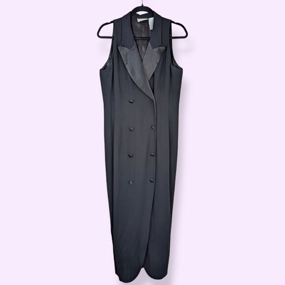 Vintage Liz Claiborne Fitted Black Tuxedo Dress - Picture 4 of 6